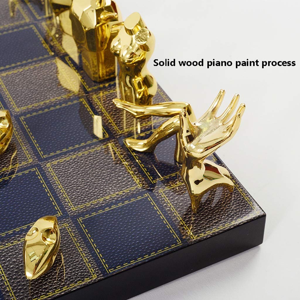 MU Scacchi in Metallo Scacchi Pezzi Solidi Di Legno Scacchiera High Grade Giochi Di Scacchi Professionali Set Soggiorno Regalo Del Mestiere Ornamenti Chess Set,Nero
