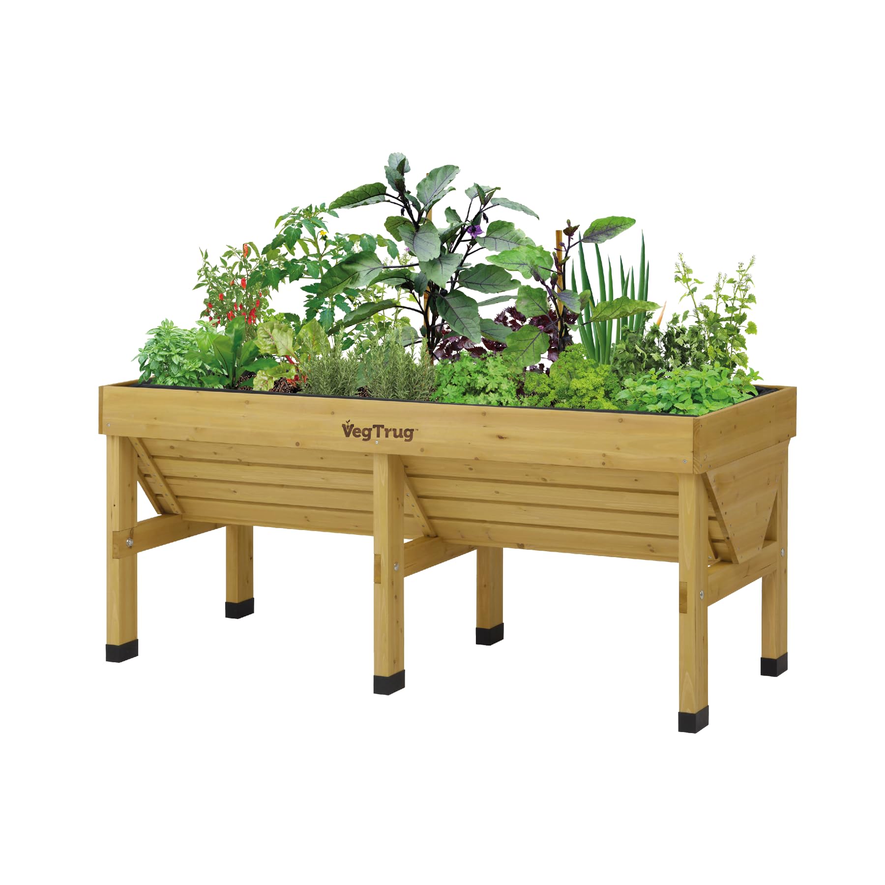 VegTrug Hochbeet Classic 1,8 m - Natural - 183 x 76 x 80 cm - ergonomisch | Pflanzkasten aus 100% FSC-Zedernholz - wetterfest für Balkon, Terrasse & Garten - platzsparendes Pflanzbeet mit Vlieseinlage