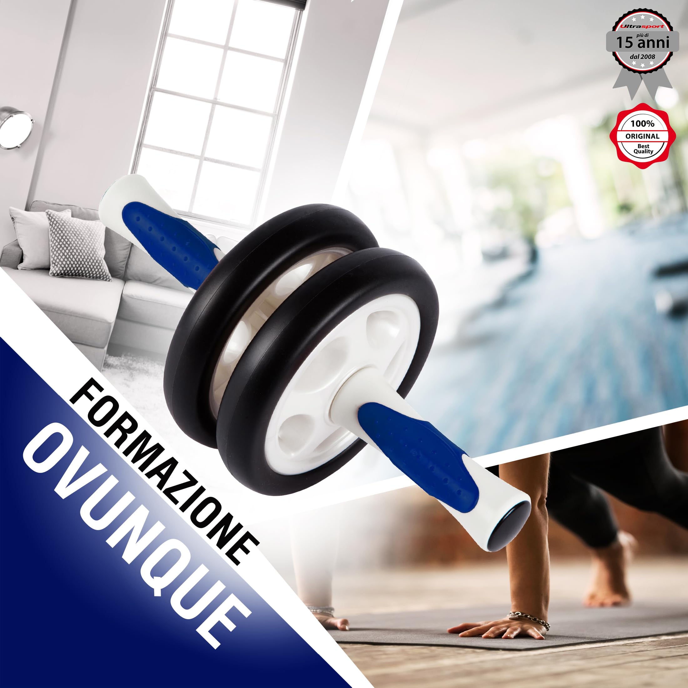 Ultrasport AB Roller Per Addominali - Con Tappetino Ginocchia, Pieghevole E Salvaspazio Per Uomini E Donne - Foto 4