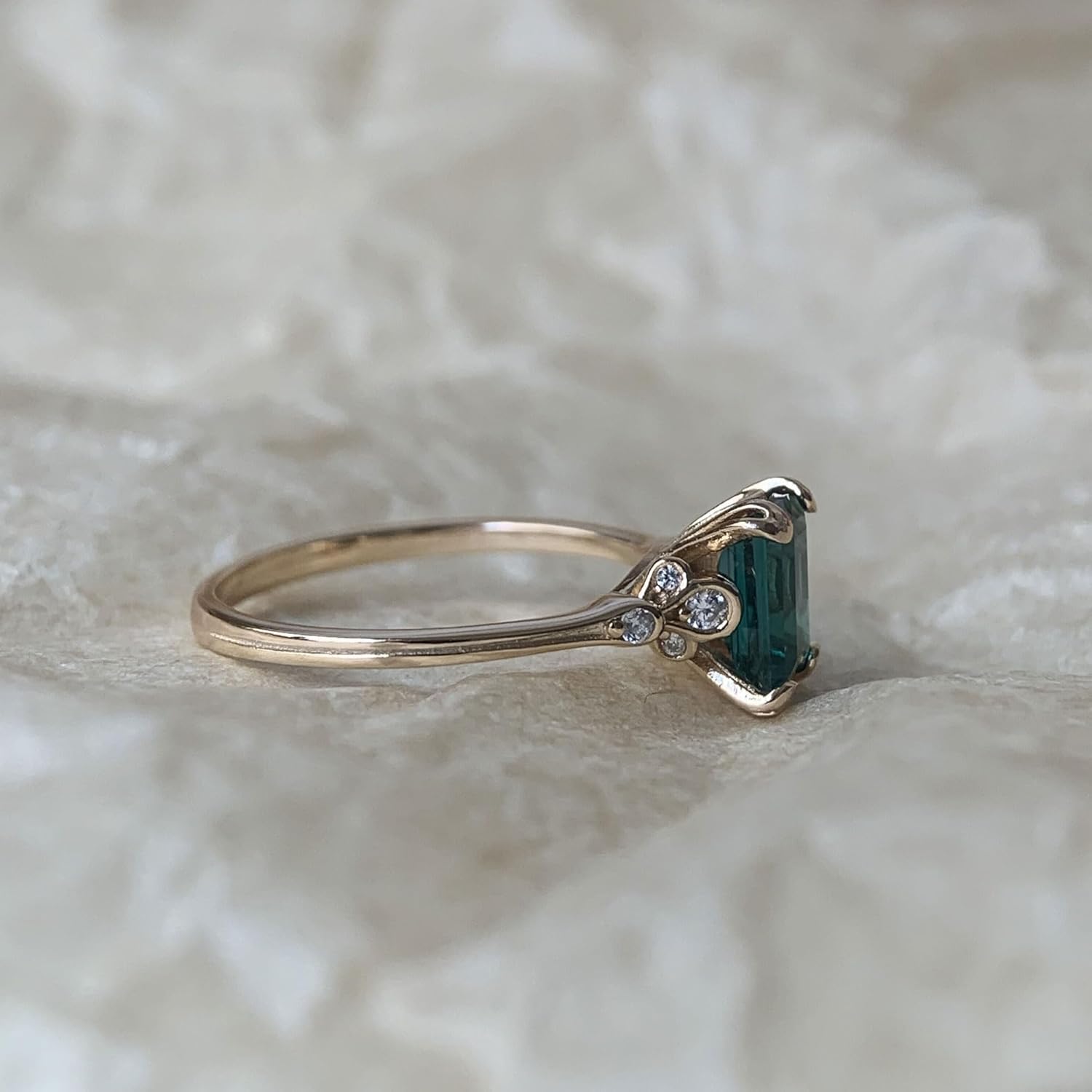 Created Emerald Engagement Rings May Birthstone Ring Dainty Vintage Wedding Ring Anniversary Jewelry Gift - Image 6