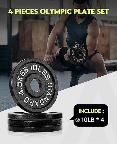 Miniatura 9 de AboveGenius Juego de pesas olímpicas de hierro fundido de 2 pulgadas para entrenamiento de fuerza, levantamiento de pesas y crossfit en casa y