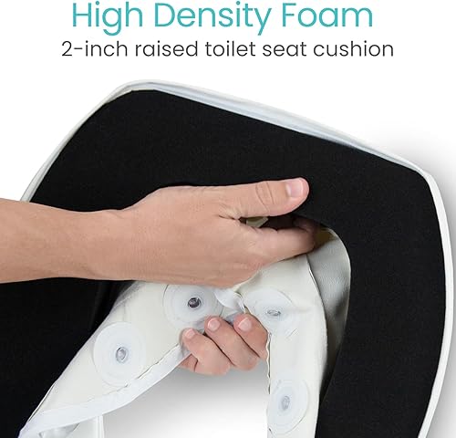 Vista 5 de Vive - Asiento elevador para inodoro con cojín para personas mayores - Ajuste universal - Asiento elevado para inodoro con espuma de alta densidad