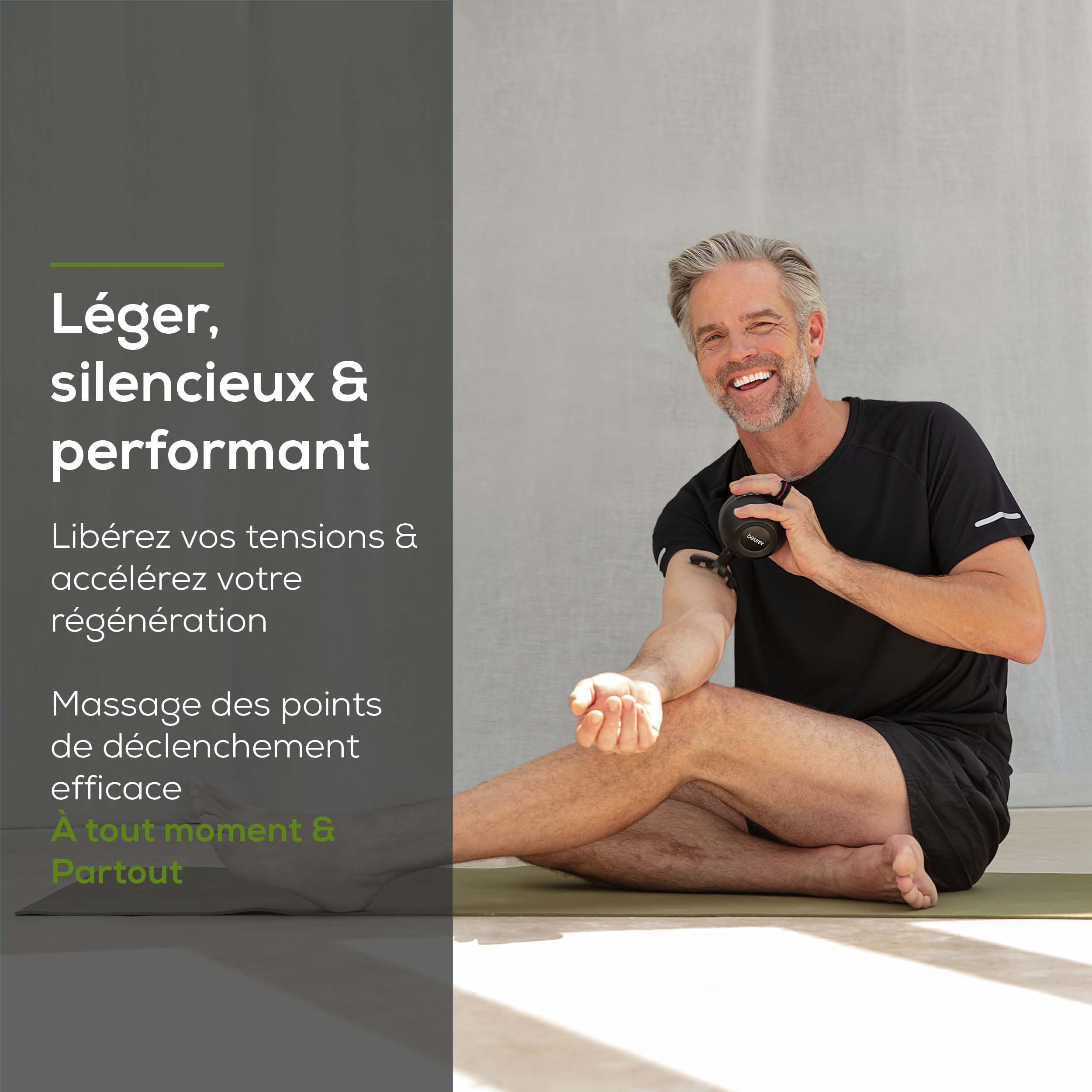 Beurer MG 101 SensorBoost Pistolet de massage, design ergonomique, massage silencieux et puissant des points de déclenchement pour la relaxation et la régénération, avec capteur de pression, 5 embouts