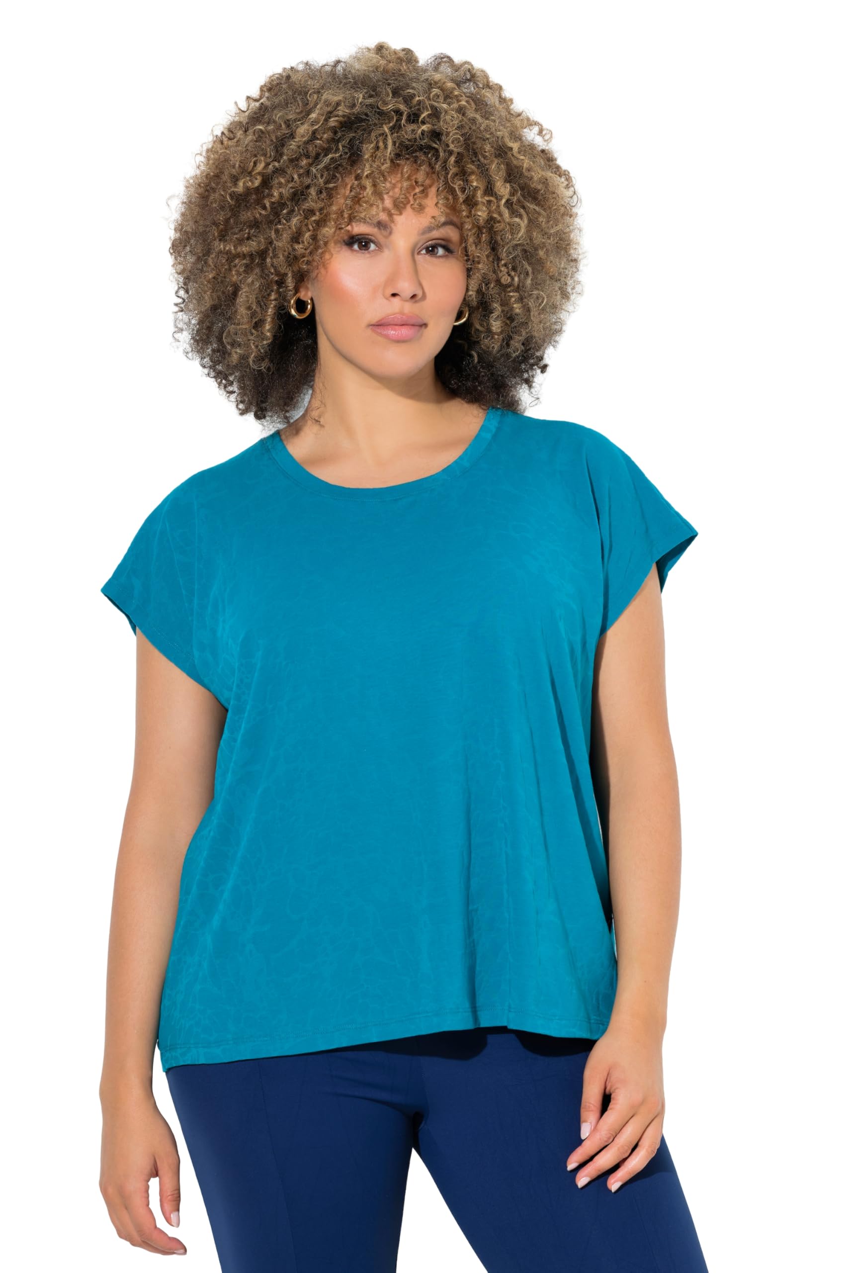 Ulla Popken Damen große Größen Übergrößen Plus Size Shirt, Ausbrenner, Oversized, Rundhals, ärmellos 840415