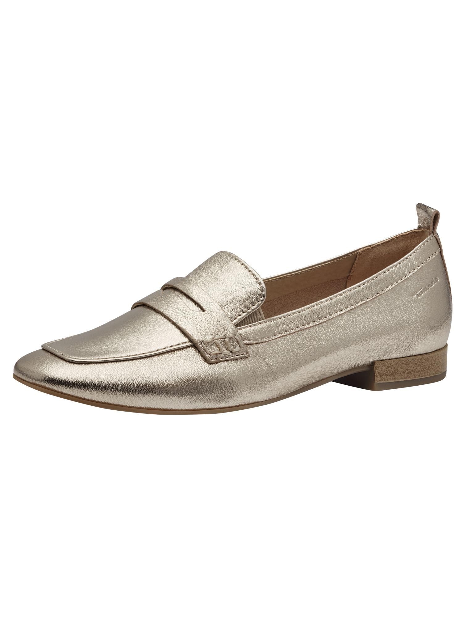 Tamaris Comfort Women’s Leather Slippers with Block Heel, Lt Gold, 4 UK
