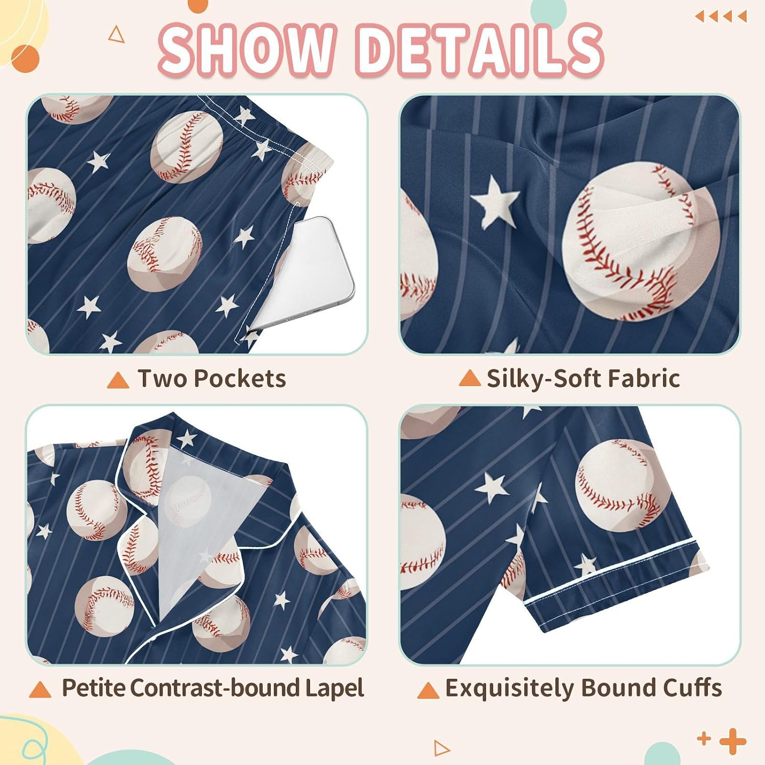 Pfrewn Silk Satin Pajamas Set Button Down Sleepwear Loungewear 5-14Y