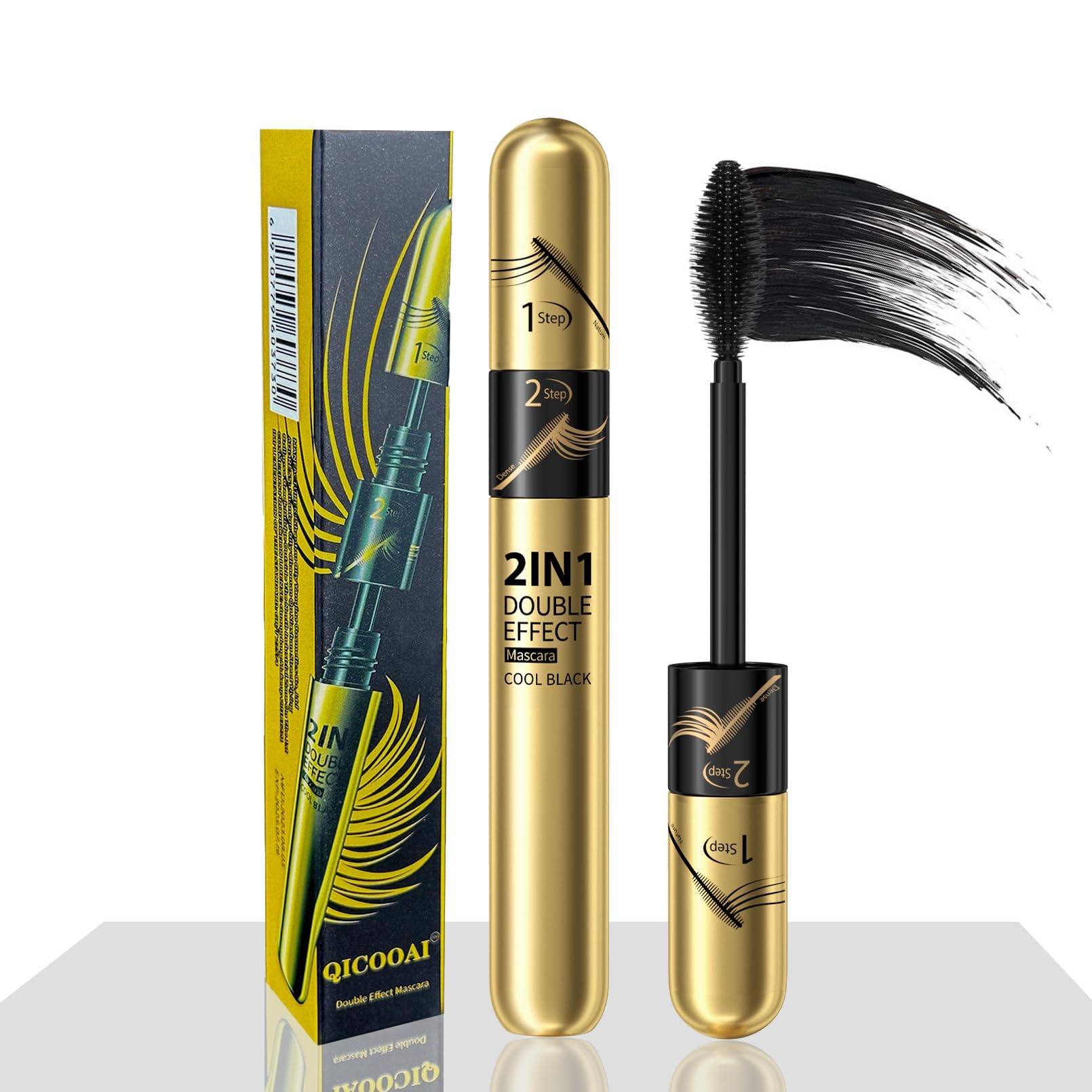 2 in 1 Black Mascara Volume Length 4D mascara - Liquid Lash Extension for 5X Longer, Fuller Waterproof Eyelashe (1pcs)