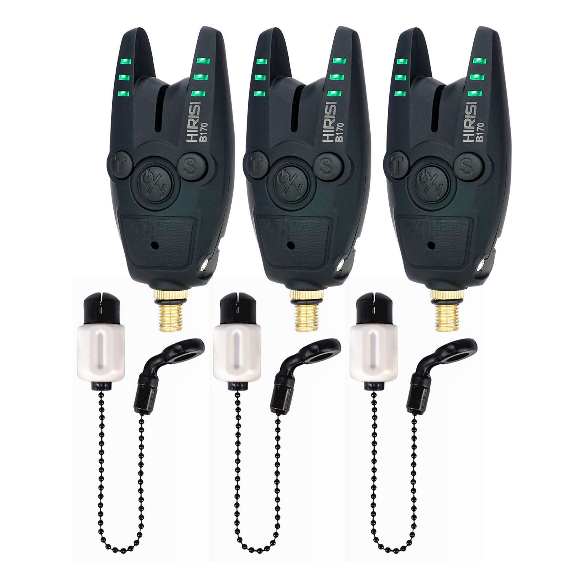 Hirisi Tackle Détecteur de touche pour pêche à la carpe, étanche, 6 LED, volume/hauteur/sensibilité réglable, avec swinger