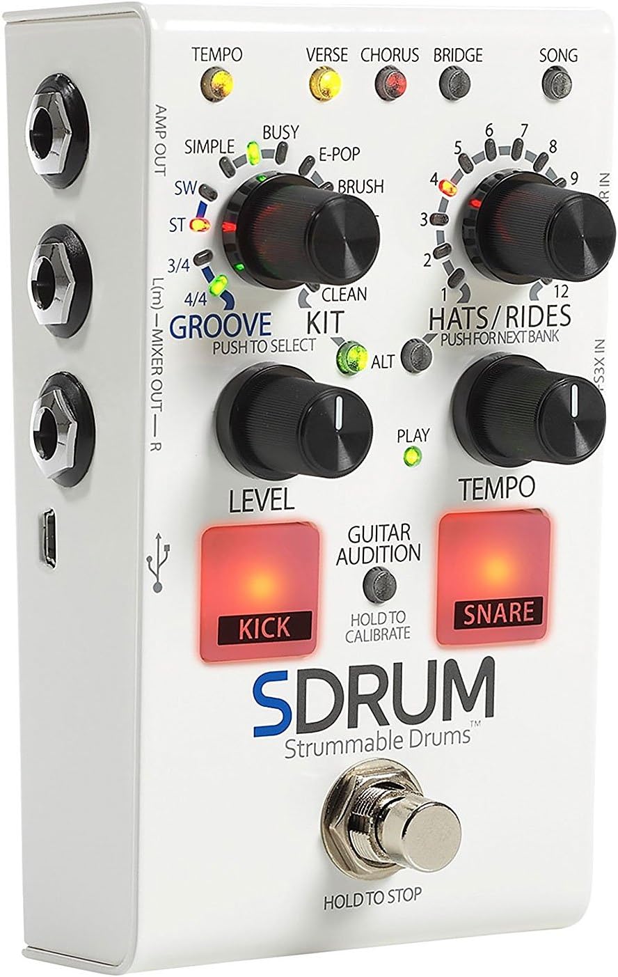Digitech SDRUM Strummable Drums Automatic Drummer Pedal w/ Cloth and 4 Cables