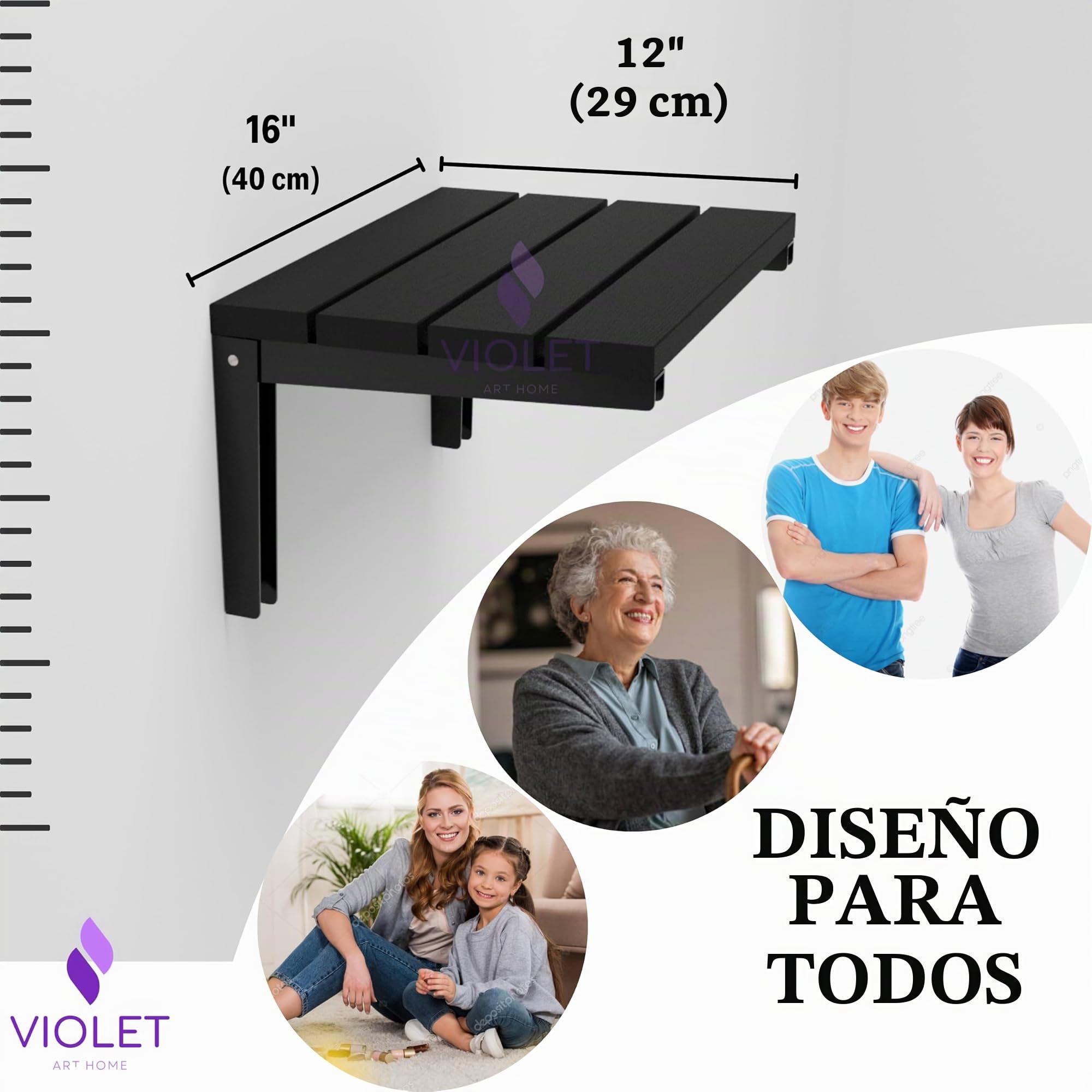 Asiento de ducha plegable de madera de teca natural, banco de ducha plegable, taburete de ducha plegable montado en la pared, asiento de ducha interior para personas mayores, discapacitadas