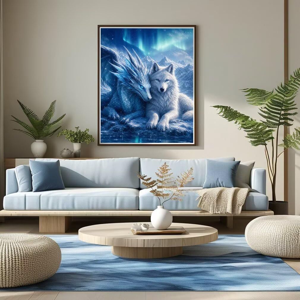 Diamond Painting Lobo Kit, Manualidad Creativa y Relajante 70x90cm C8-131