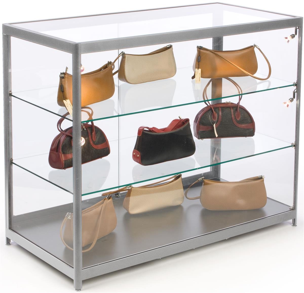 48 InchFreeStanding Glass Display Case with Adjustable Shelves and