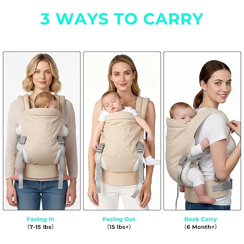 Miniatura 7 de Portabebés ergonómico  Portabebés de algodón suave de alta calidad con diseño saludable para la cadera, 3 posiciones de transporte para recién