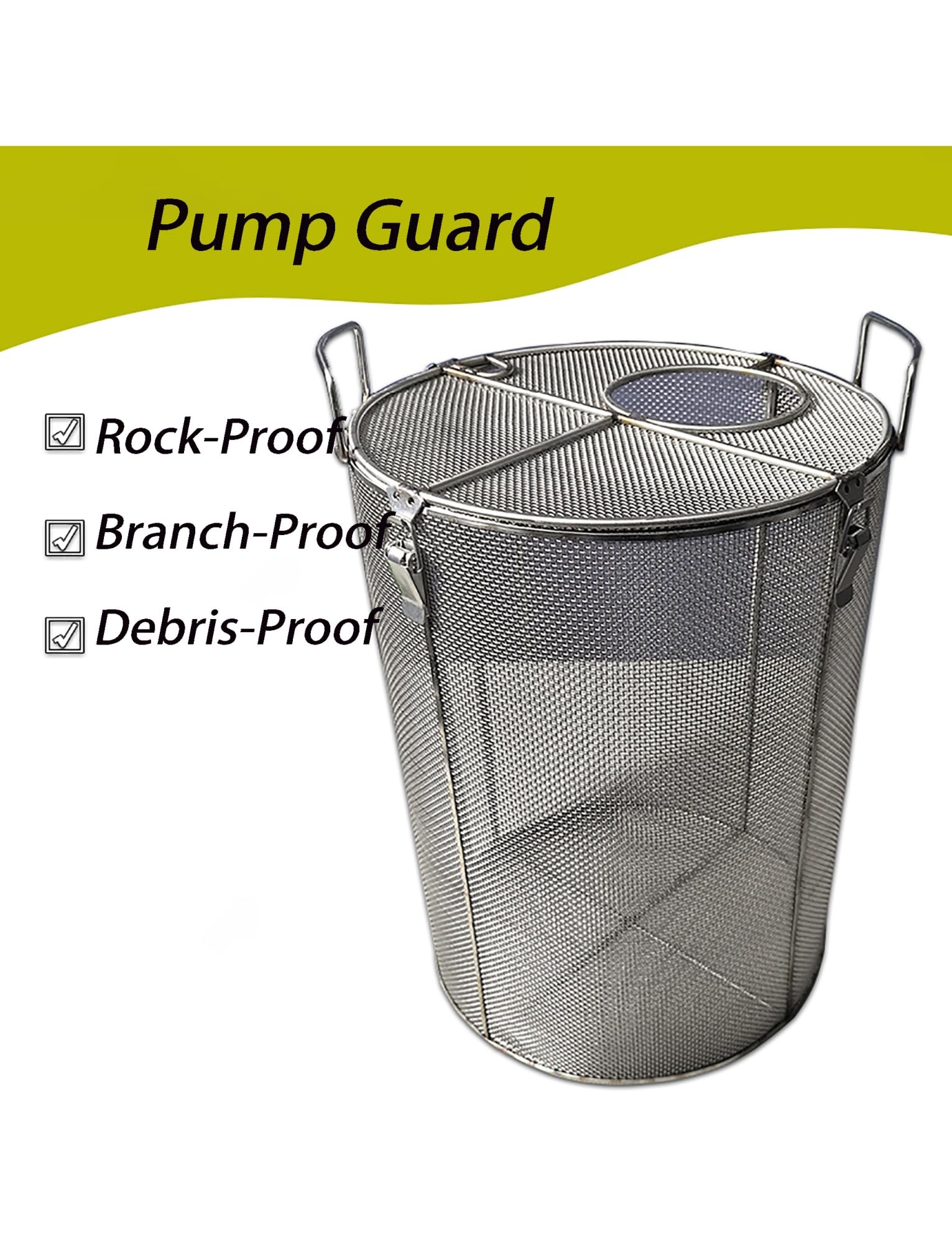 Protector de bomba sumergible, jaula de filtro de acero inoxidable para bombas de aguas residuales de pozo profundo, malla reforzada (2 mm x 32 x 80 cm) - Protección duradera y filtración mejorada