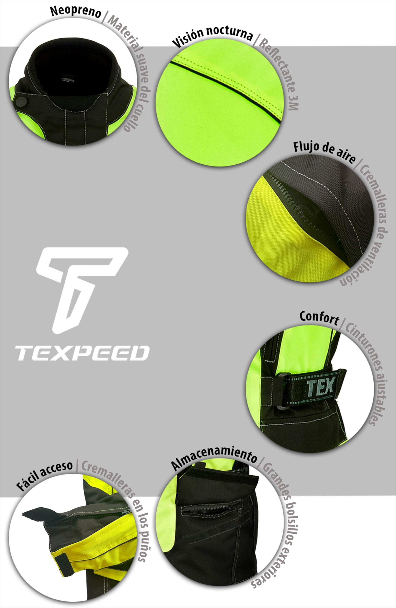 Texpeed, Chaqueta impermeable de alta visibilidad para motocicleta