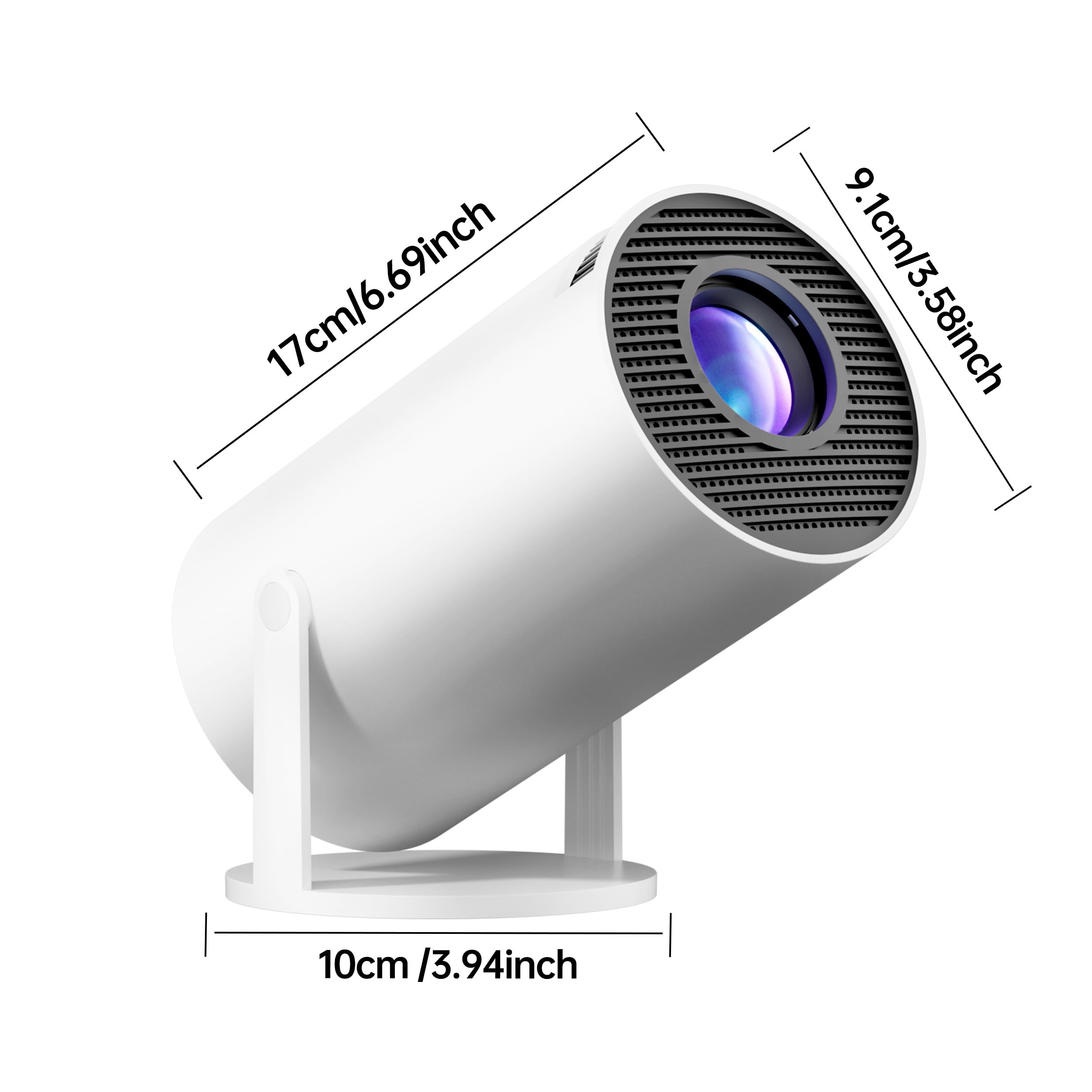 Proiettore Smart Appartamento, Nativo 1080P Supporto 4K, Android 11, WiFi 6 + Bluetooth 5.4, Rotazione di 180°, Compatibile con iOSAndroidTV