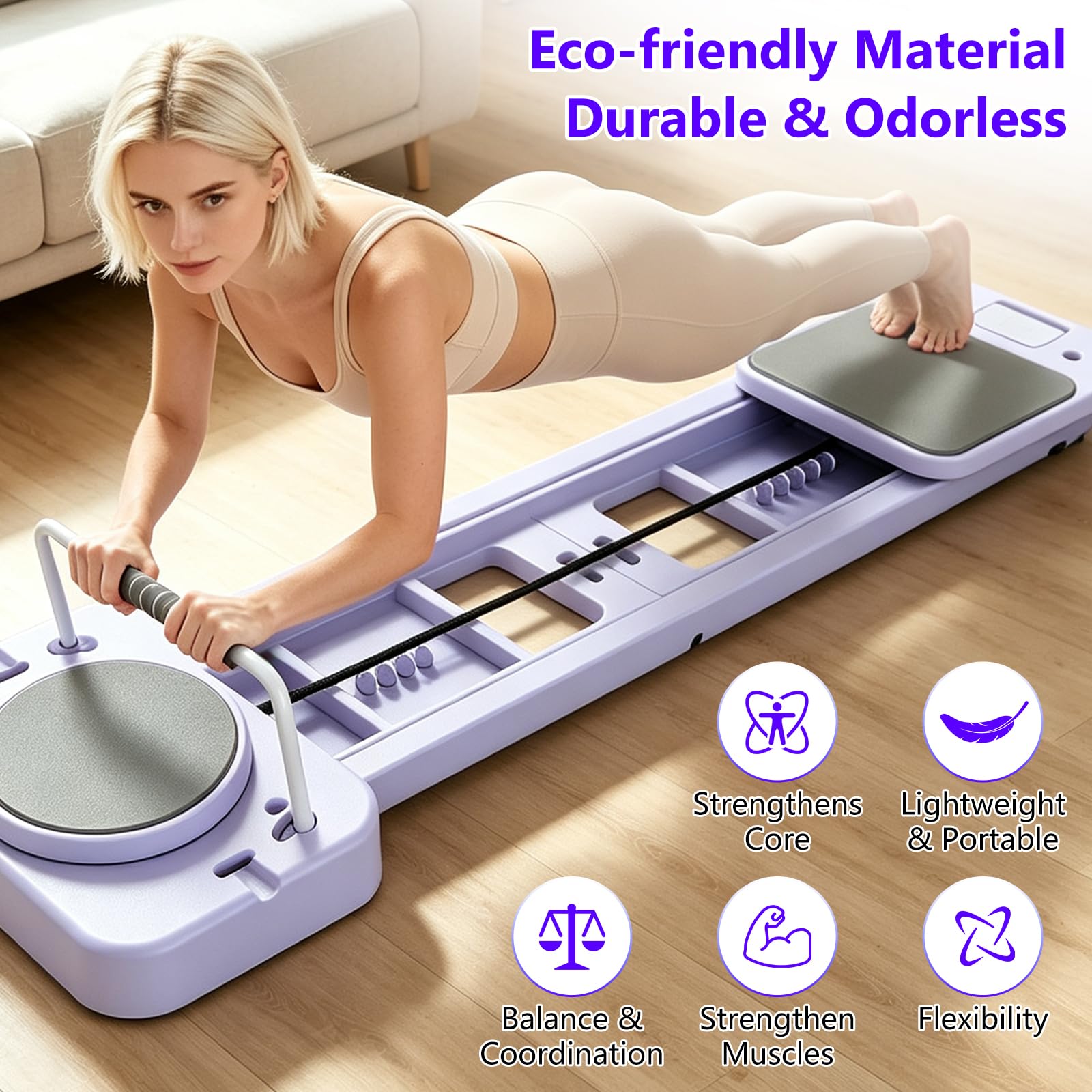 Tabla de pilates para el hogar, tabla reformadora de pilates con caja de