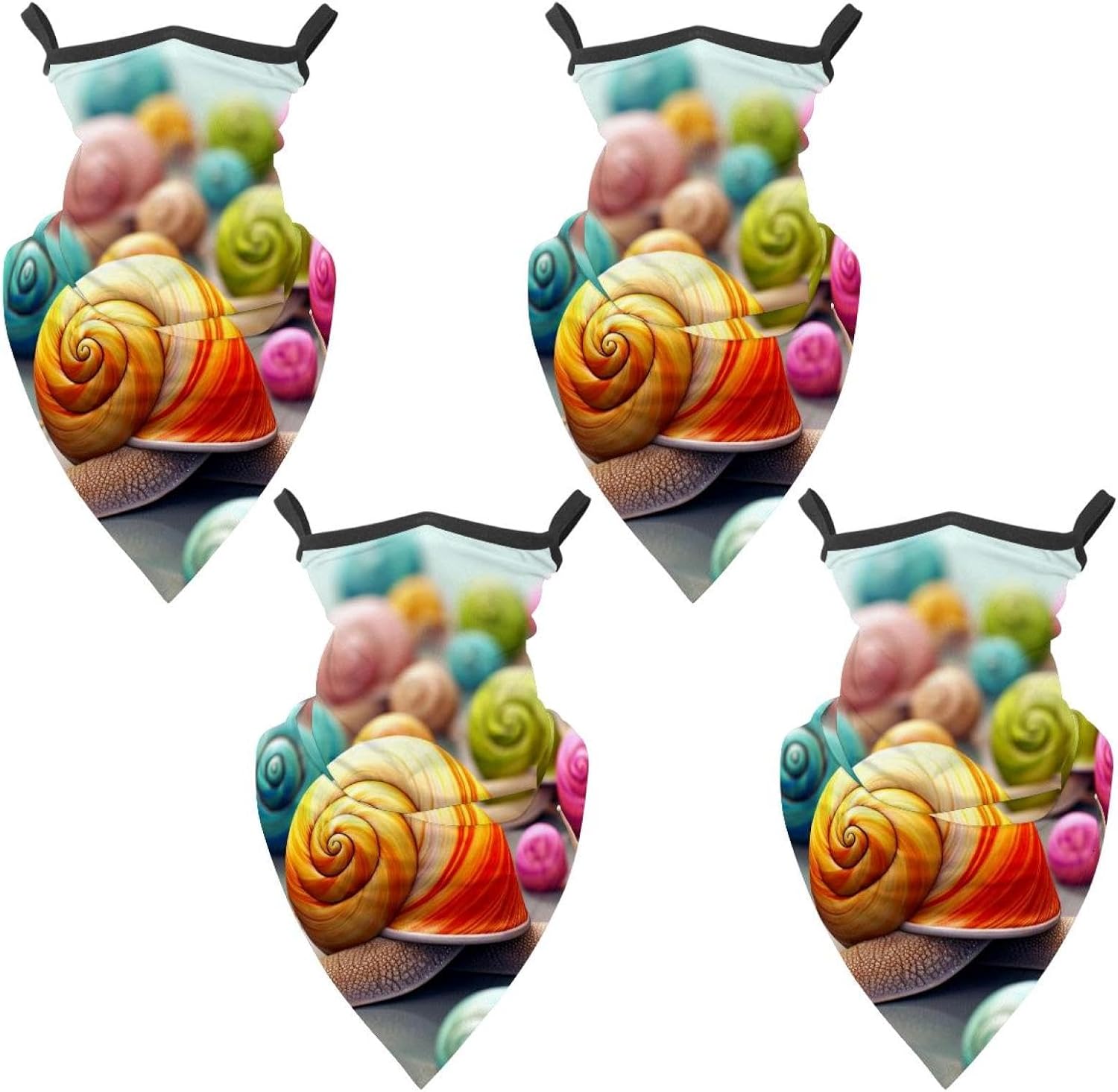 4 Pack Snail Neck Gaiter Face Cover Scarf, Breathable Sun & Wind-proof for Skiing Fishing Hiking Cycling