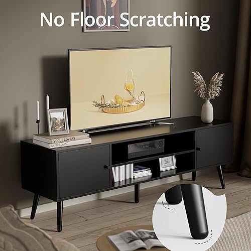 Miniatura 4 de Cozy Castle Moderno soporte de TV para TV de 5560 pulgadas, centro de entretenimiento con estante ajustable y armarios de almacenamiento, consola