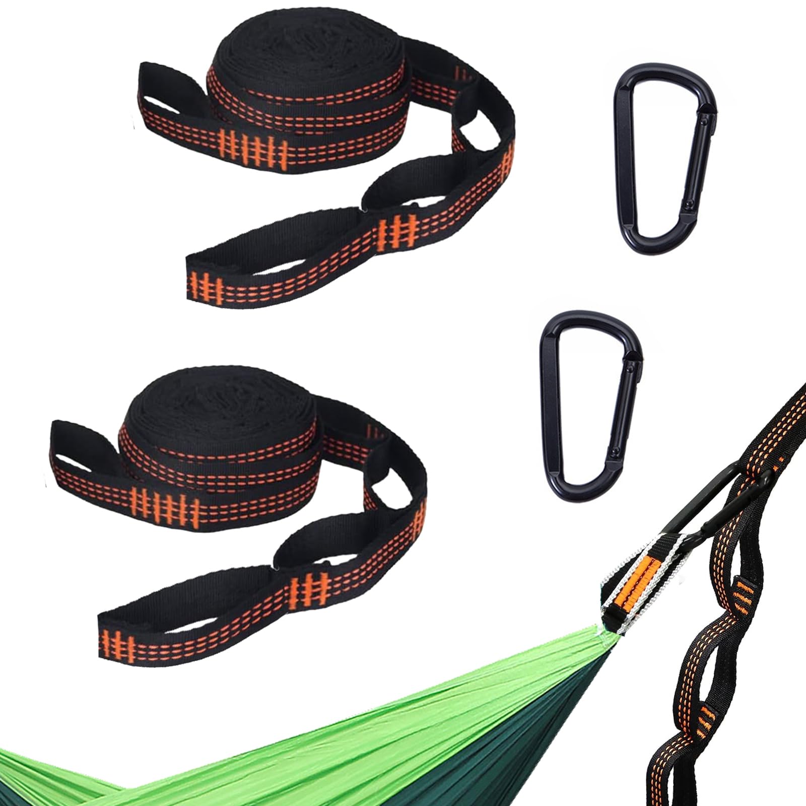 Cinghie Per Amaca 2 Pezzi - Con Moschettoni, Portata 200kg, Regolabili, Per Campeggio, Viaggi, Giardino - Foto 4