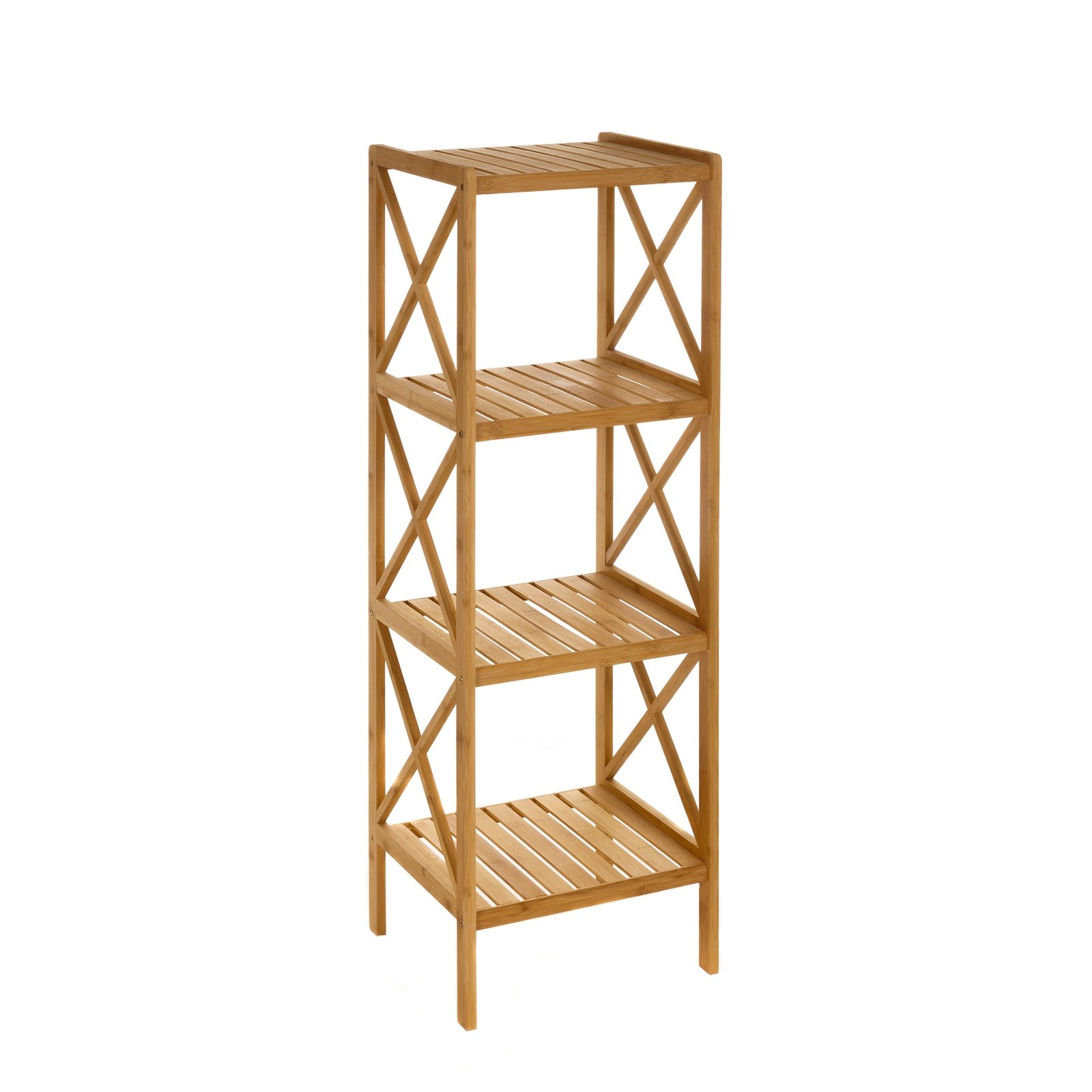 LOLAhome Estantería Bambú Baño Suelo Nórdica | Estante de 4 Baldas Madera Natural | Organizador Almacenaje Cocina y Decoración Hogar | Sol Naciente De 36,5x33x119 cm