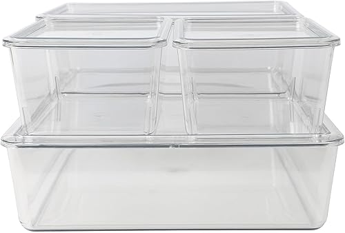 Miniatura 8 de Martha Stewart Brody - Contenedores organizadores de plástico con tapas para oficina en casa, cocina o baño, paquete de 4, 2 pequeños1 mediano, 1