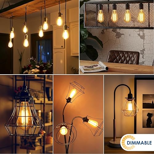 Miniatura 2 de ANWIO Vintage Edison LED Lights ST58ST19 LED Filament Lights Bulb, 4W(40 Watt Equivalent) Dimmable 2200K Warm White E26 Medium Base, Amber Glass for