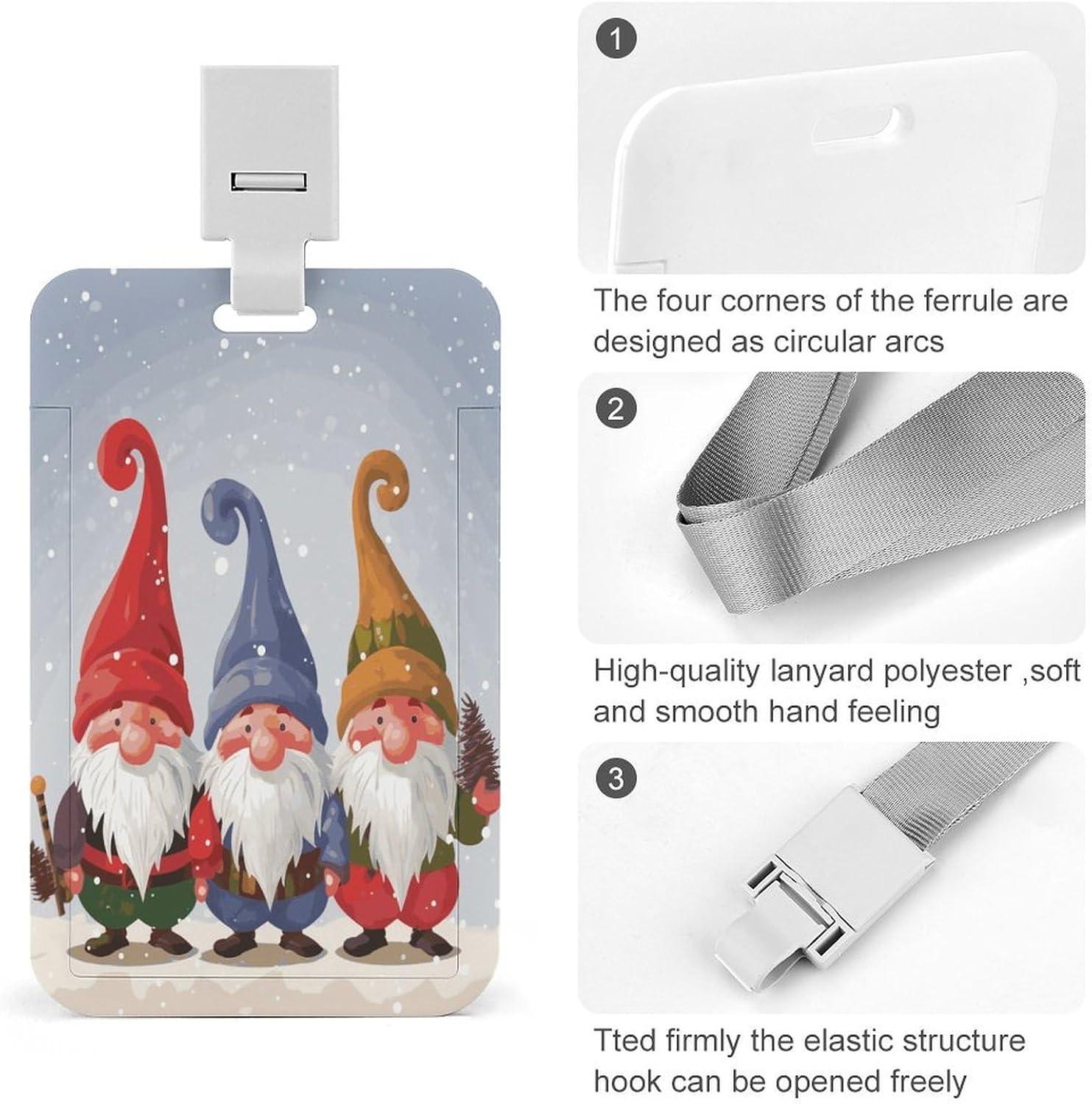 Sliding Christmas Winter Gnomes Id Badge Holder Breakaway Lanyard image 5
