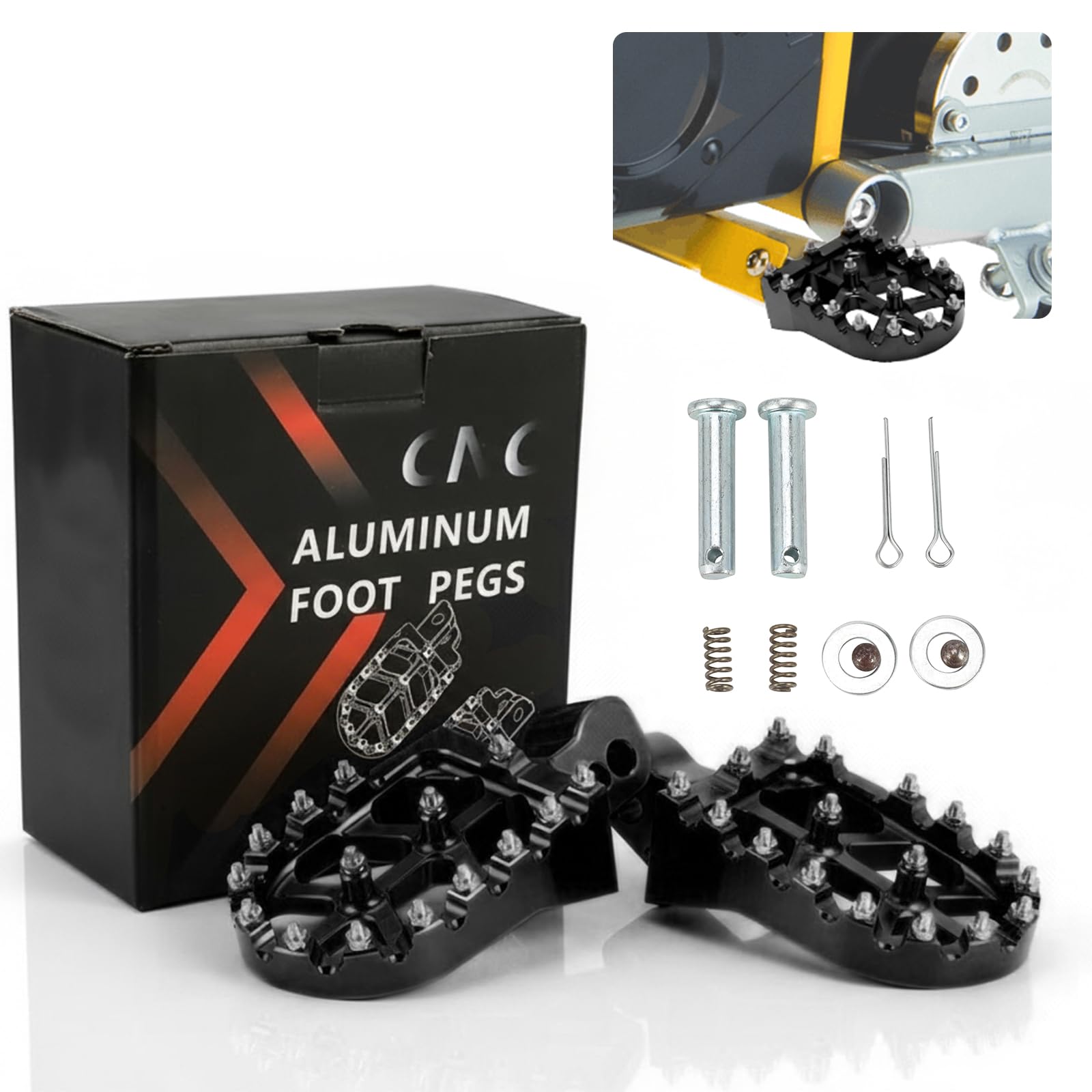 NACORE MX650 Foot Pegs Pedal, Aluminum Footpegs Rest for MX650/500/350, SX500 Electric Dirt Rocket Bike, KNIGHT BLACK