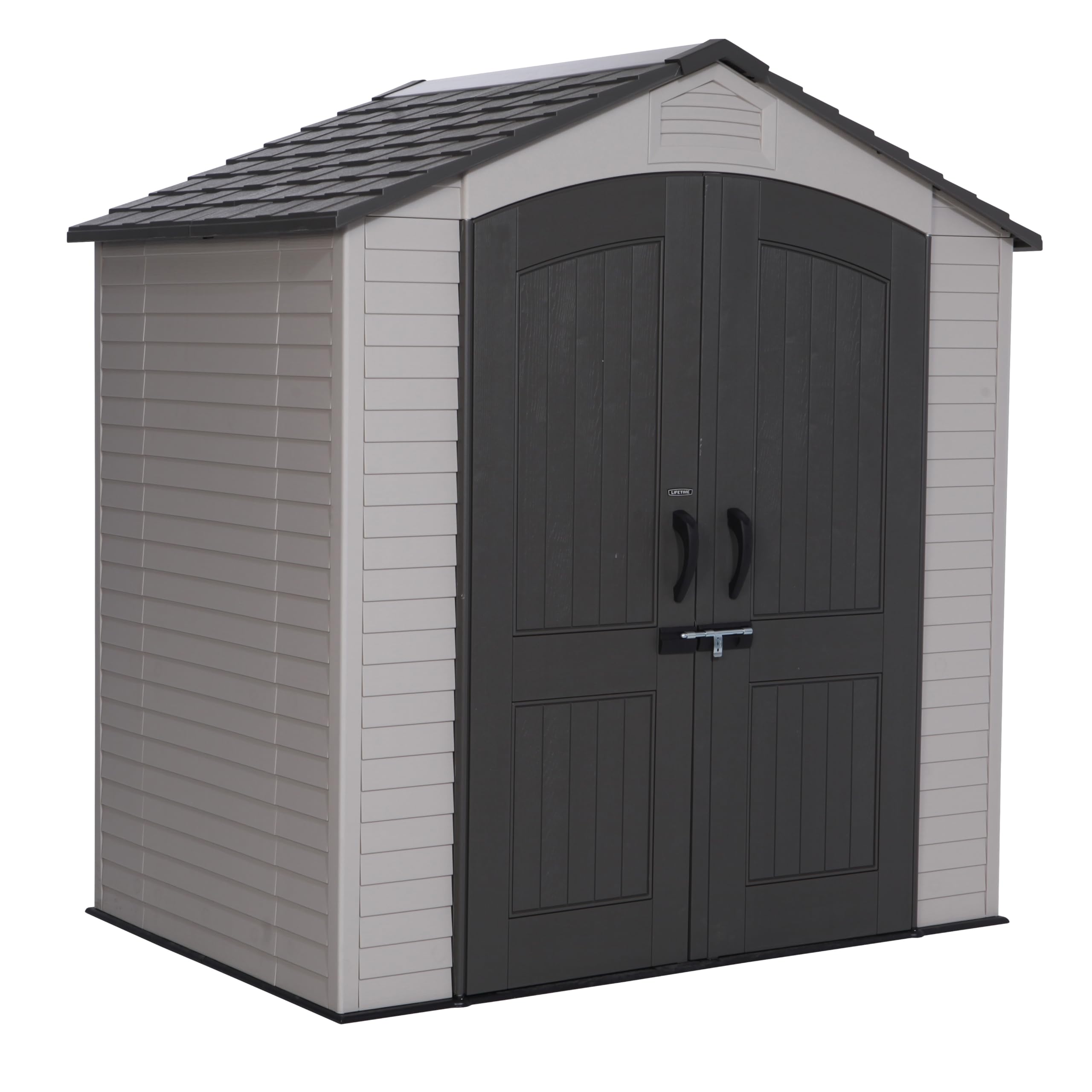 Lifetime 7x4.5 Ft Outdoor Storage Shed, Double Wall Construction, Steel-Reinforced Doors, UV Protected HDPE, Adjustable Shelving, Ridge Skylight, 165 Cu Ft Capacity