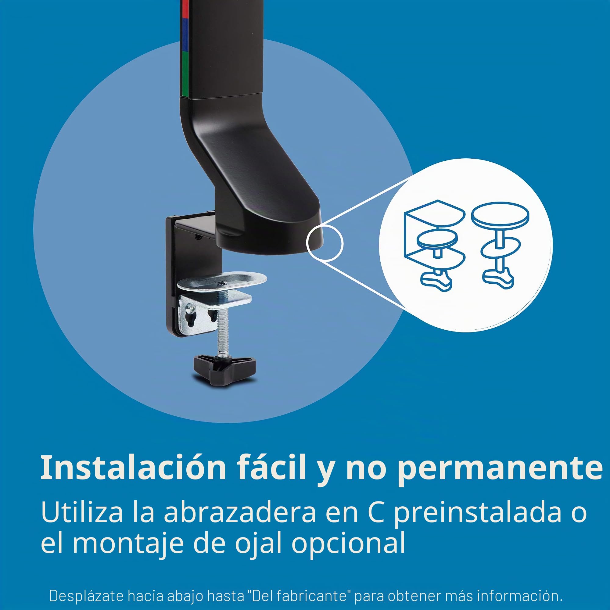Kensington Brazo SmartFit para un Monitor con Placa VESA - Brazo de Ahorro de Espacio para un Monitor Pequeño con Configuración de Altura Ajustable, Negro (K55512WW)