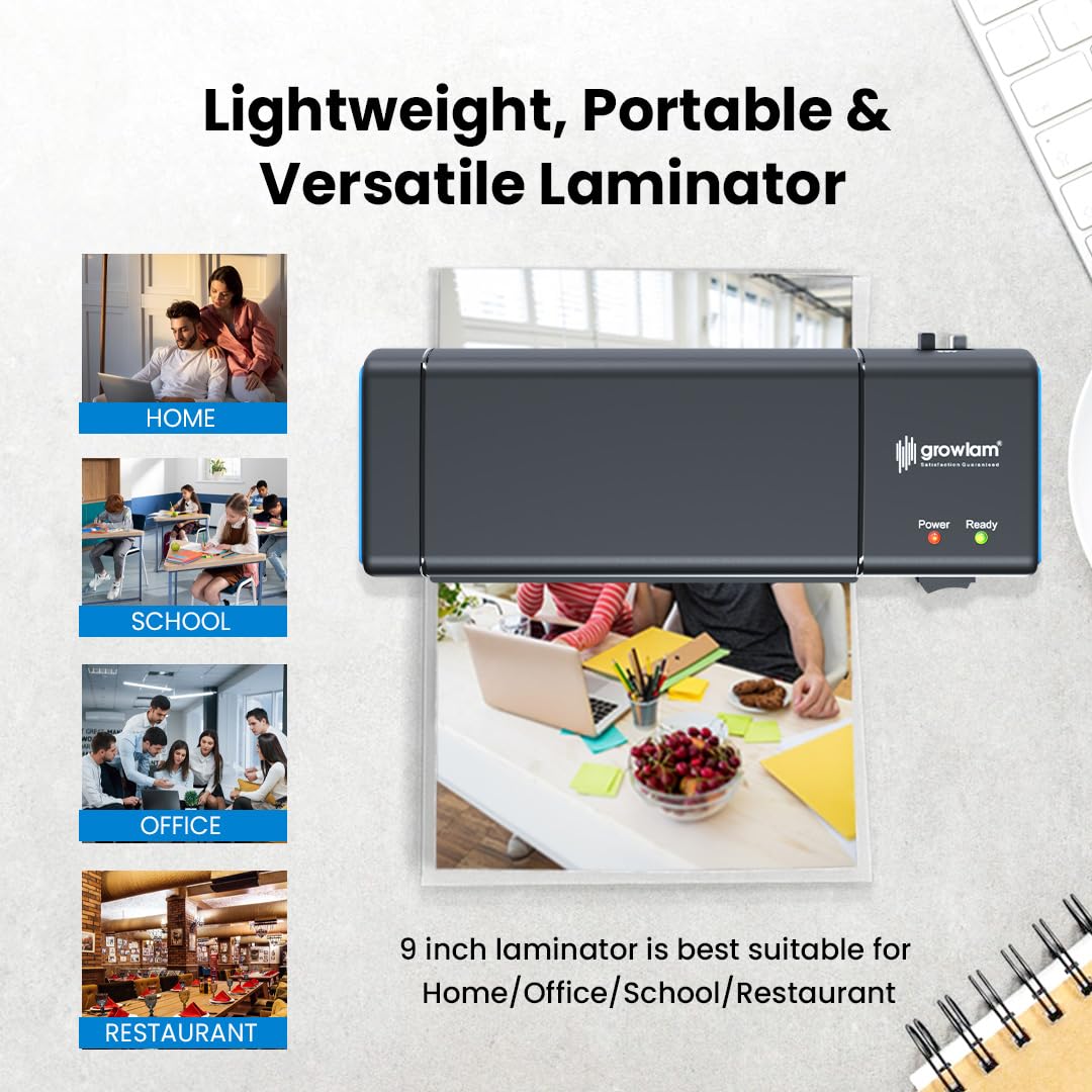 Growlam GL-290 maszyna do laminowania All-in-One, szybkie nagrzewanie w latach 90., szerokość wejścia papieru 230 mm, laminowanie na gorąco i zimno, system Anti-Jam, idealna do biura / użytku domowego