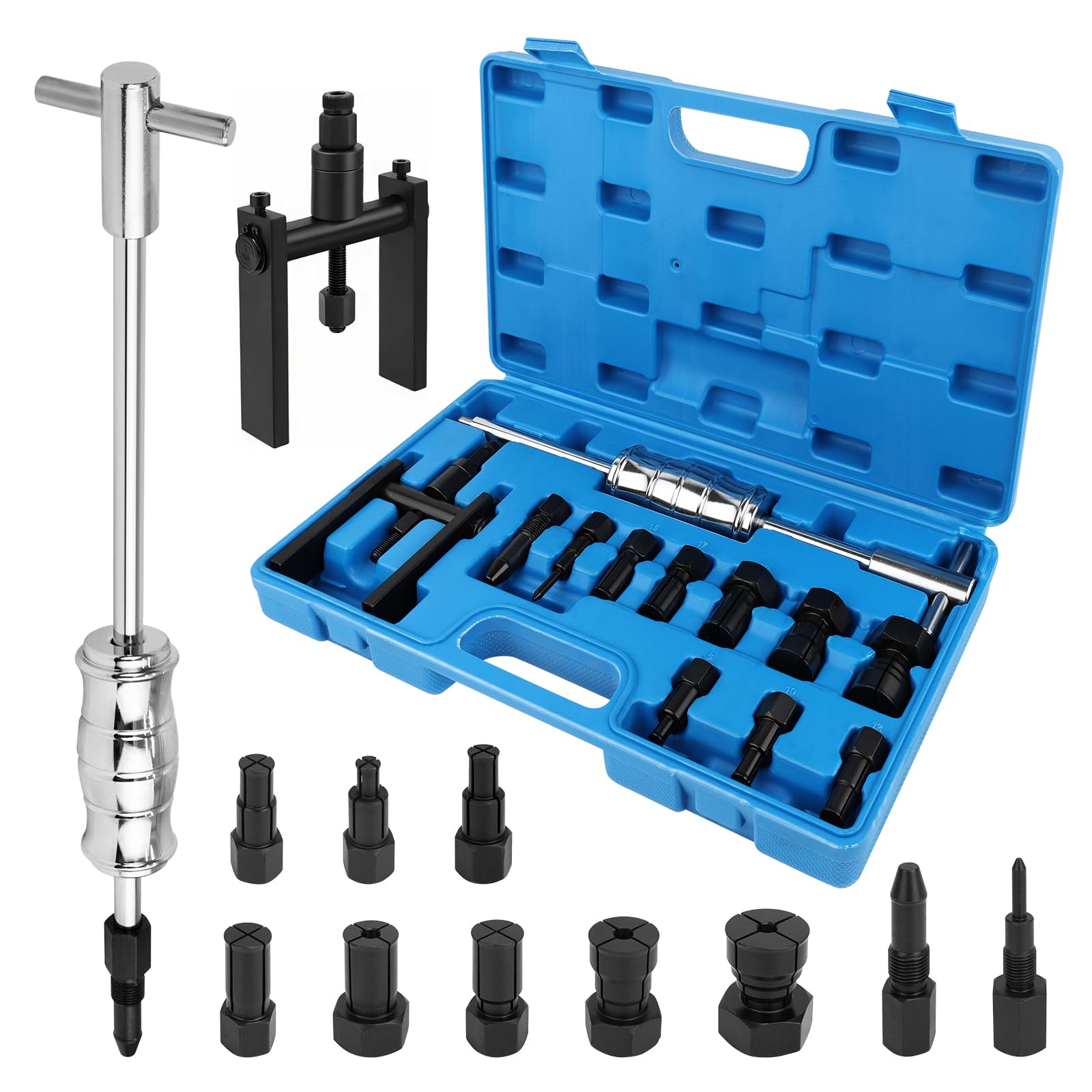 Upgraded Inner Bearing Puller Set Inner Puller with Slide Hammer and Two Arm Puller Slide Hammer with 8 Expandable Mandrels 8-32mm, Bearing Puller