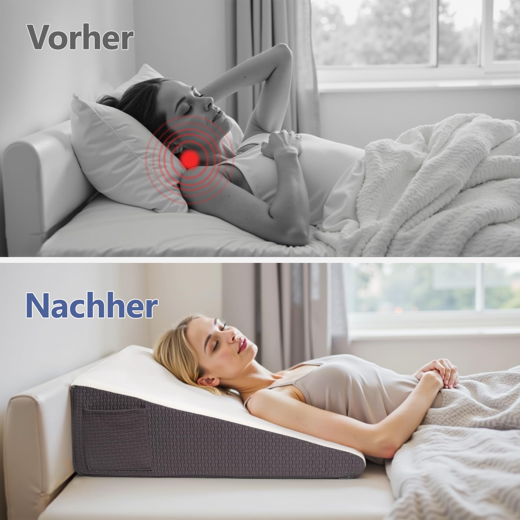 Exsnugy 25.5cm Keilkissen für Bett und Couch,Reflux Kissen Erwachsene | Lindert Schnarchen und Rückenschmerzen, Ideal nach Operation, Memory-Schaum mit Waschbarem Atmungsaktivem Bezug