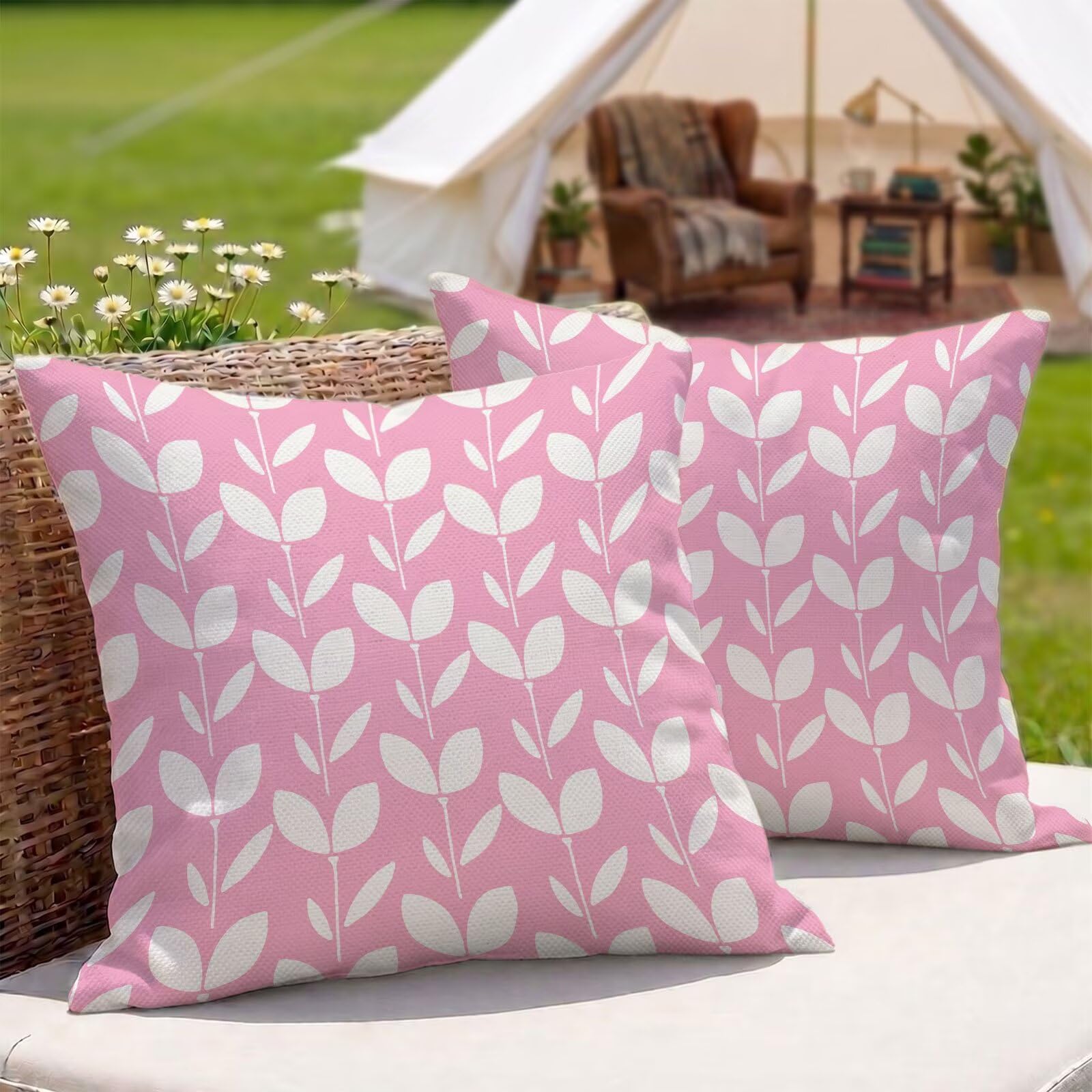 Housses de coussin extérieur 60x60 imperméables déperlantes rose