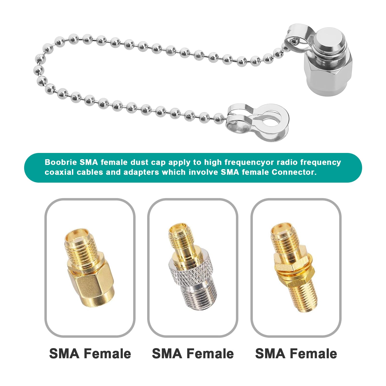 VGOL 5pcs Plated Brass SMA Protective Dust Caps with Chain for SMA Female Jack Adapter Connectors SMA Protective Caps Dust Caps - Image 2