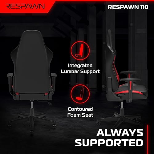 Miniatura 6 de RESPAWN 110 - Silla ergonómica para videojuegos – Silla de oficina de estilo carrera para computadora de escritorio con respaldo alto – 360º
