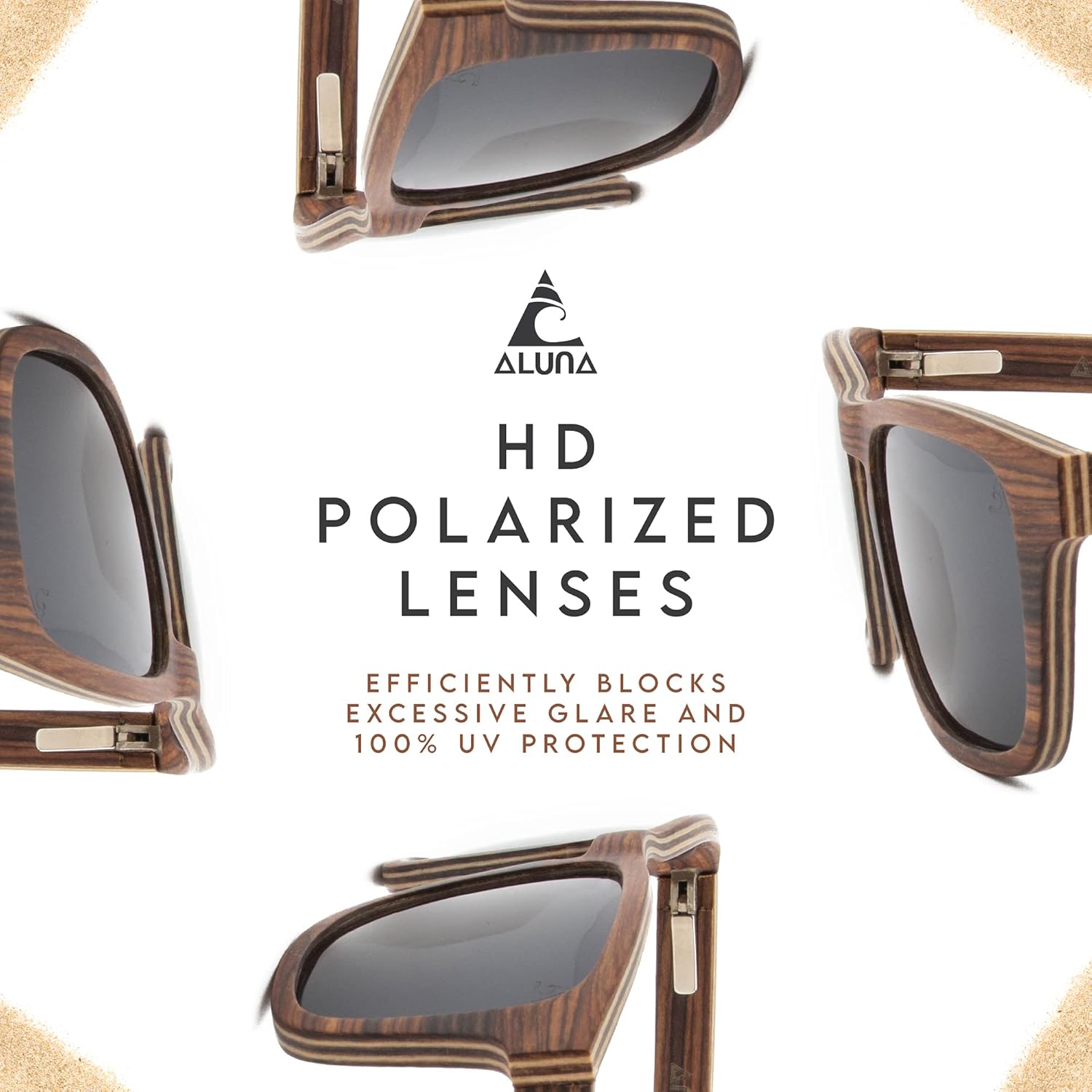 Aluna - Wooden Shades for Women and Men, Lightweight and Cool Sunglasses with HD Polarized Lens, Stylish Retro Sunglasses - Image 5