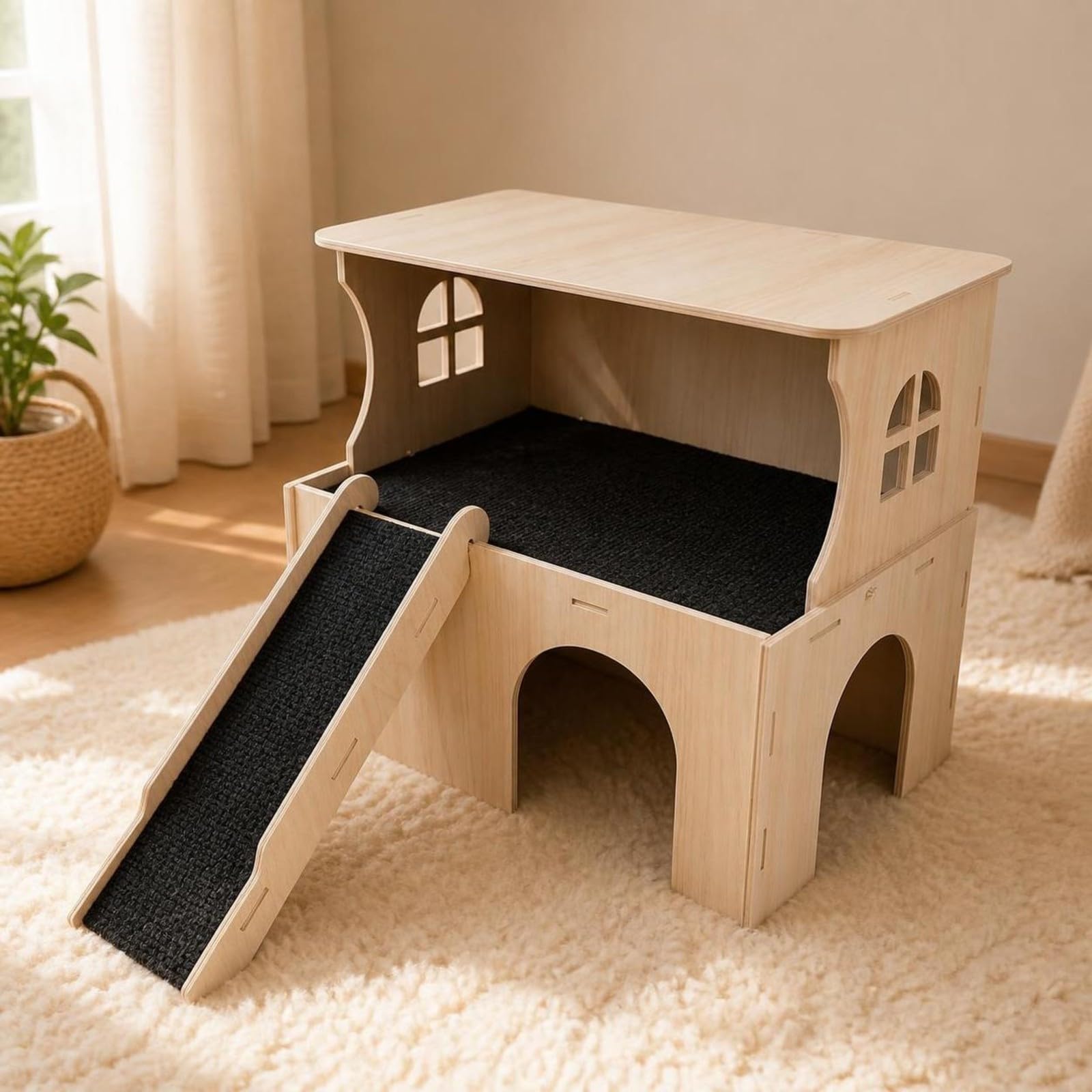 Colcolo Mehrstöckig Mehrkammerhaus mit Rampe | weiches Liegekissen, Hamsterhaus mit Stockwerke, aus, Kleintierhaus Kissen, für Freigehege, Hamster