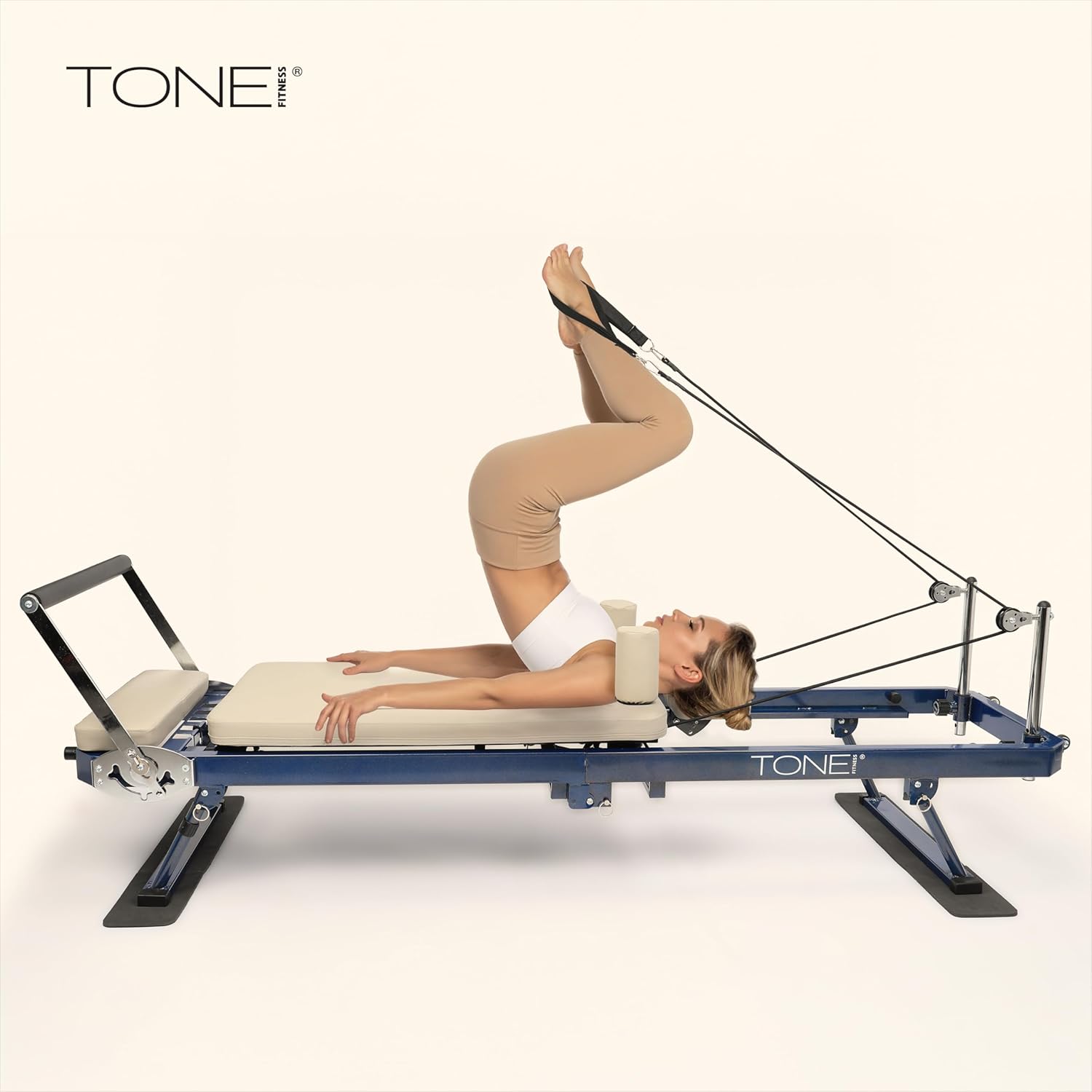 Tone Fitness Foldable Pilates Reformer – Portable Pilates Machine with Adjustable Resistance Bands, Smooth Glide Carriage & Full-Body at-Home Pilates Workout Equipment - Image 8