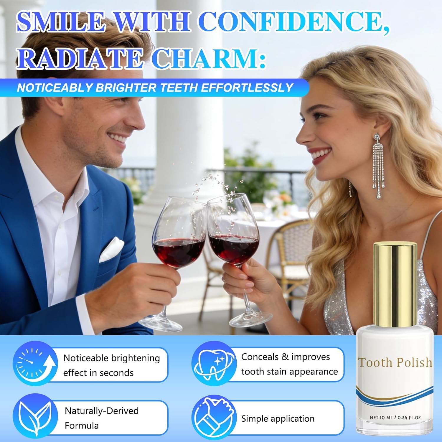 Tooth Polish, 10ml Teeth Whitening Paint, Teeth Paint for Tooth Whitening, Stain Removal and Fresh Breath, Regain Confident Smile (2PCS)