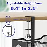 Gestion des câbles sous bureau 25.12", Super grand organisateur de câble de bureau pas de perceur pour la maison, bac de gestion de fil avec pinces réglables pour le bureau, noir