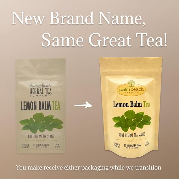 Palm Beach Medicinal Herbs - Lemon Balm Tea - Pure Herbal Tea Series, 30ct