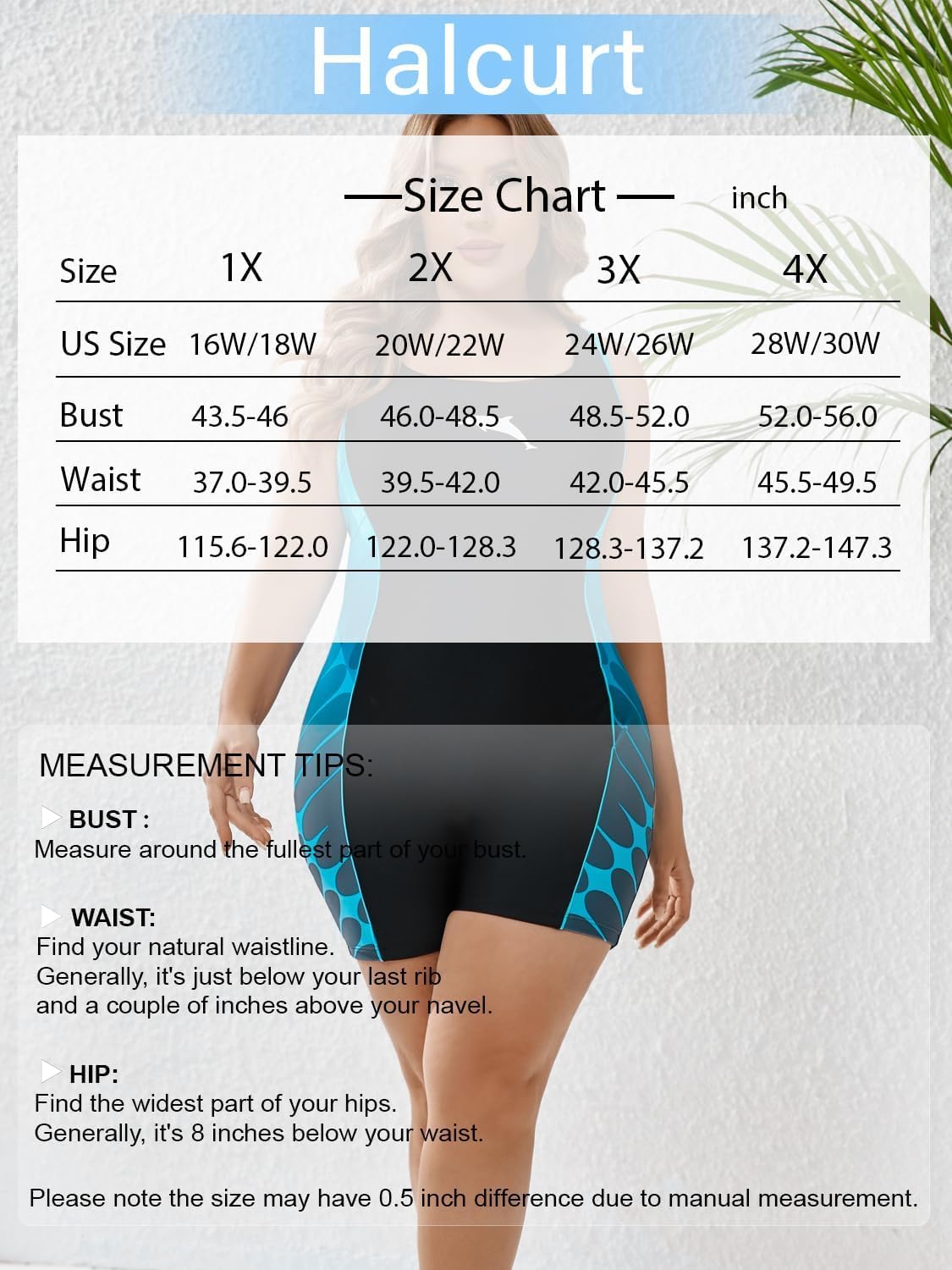 Halcurt Women's Plus Size Boyleg One Piece Swimsuit Racerback Athletic Full Coverage Bathing Suit