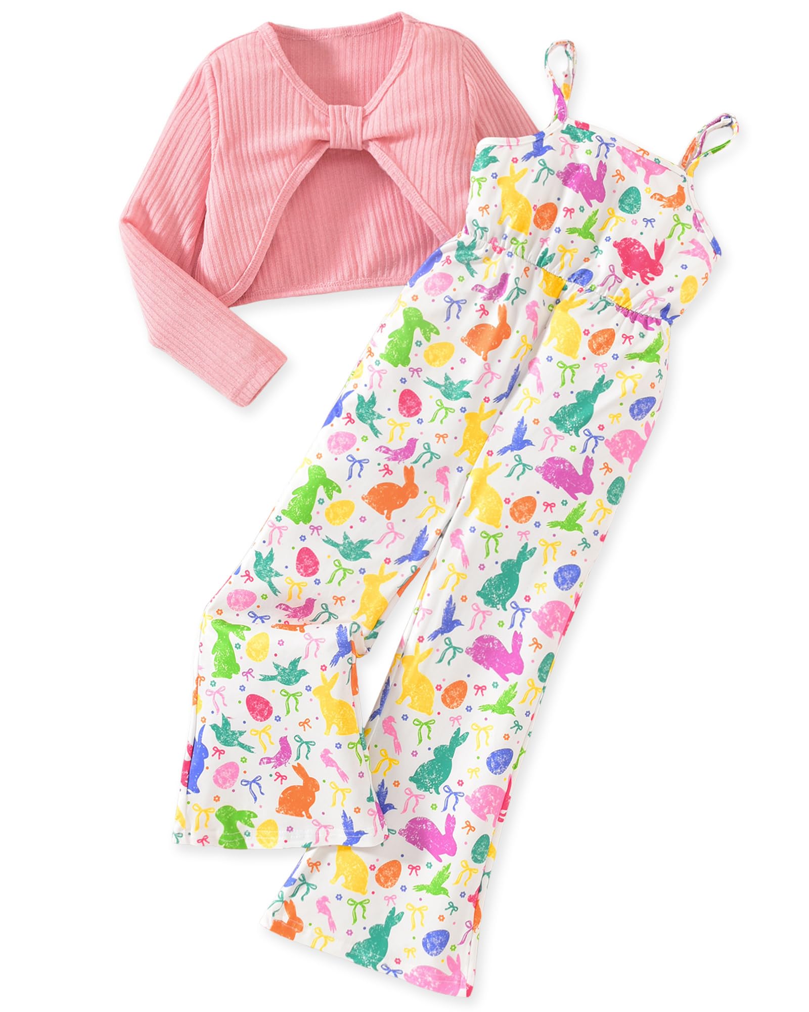 HIHA Girls Long Sleeve Crop Top Sleeveless Jumpsuits Outfit Size 4-12