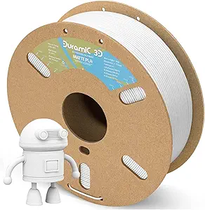 DURAMIC 3D Matte PLA Filament 1.75mm White, 1kg Cardboard Spool Matte Finish 3D Printer Filament PLA 1.75mm Dimensional Accuracy 99% +/- 0.03 mm, Printing with FDM 3D Printer, Easy to Remove Support
