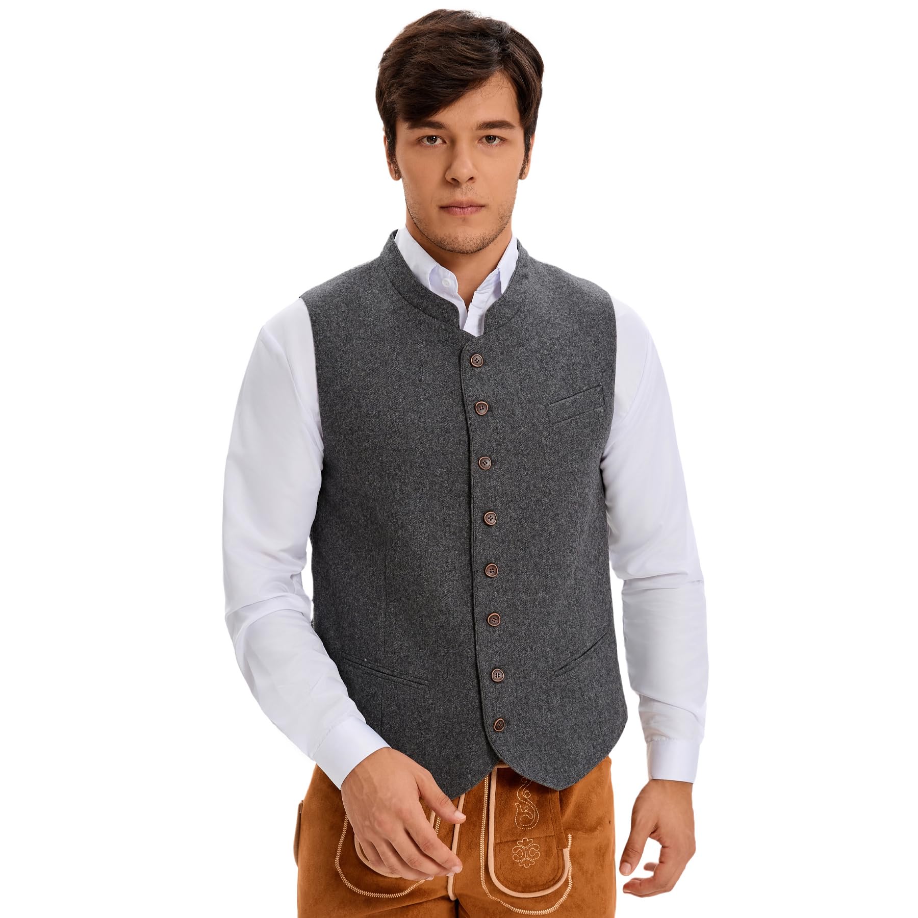 Goxozzy Men's Traditional Vest, Traditional Vest, Traditional Vests for Men Oktoberfest Vest,Men's Costume Vest,Gray,20 - Image 2