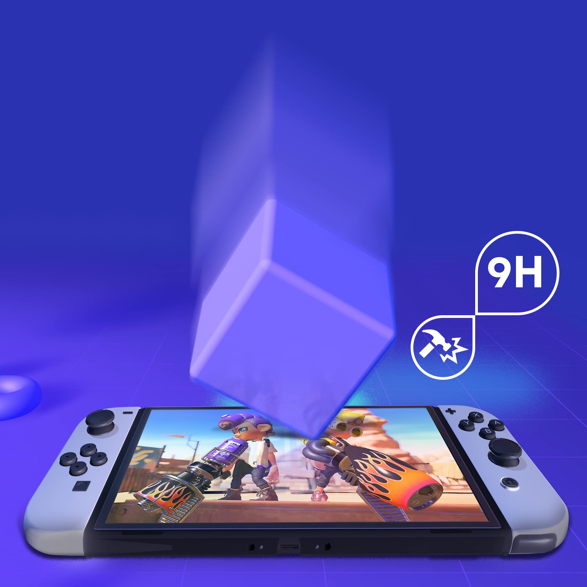 Ochrona ekranu Switch OLED – szkło hartowane, ochrona przed niebieskim światłem kompatybilna z Nintendo Switch, folia ochronna na wyświetlacz – odporna na zarysowania i zarysowania
