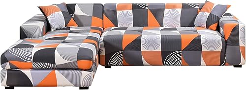 Miniatura 25 de MIFXIN Fundas para sofá seccional en forma de L, 2 piezas, fundas elásticas para sofá chaise en forma de L, protector de muebles para sala de estar