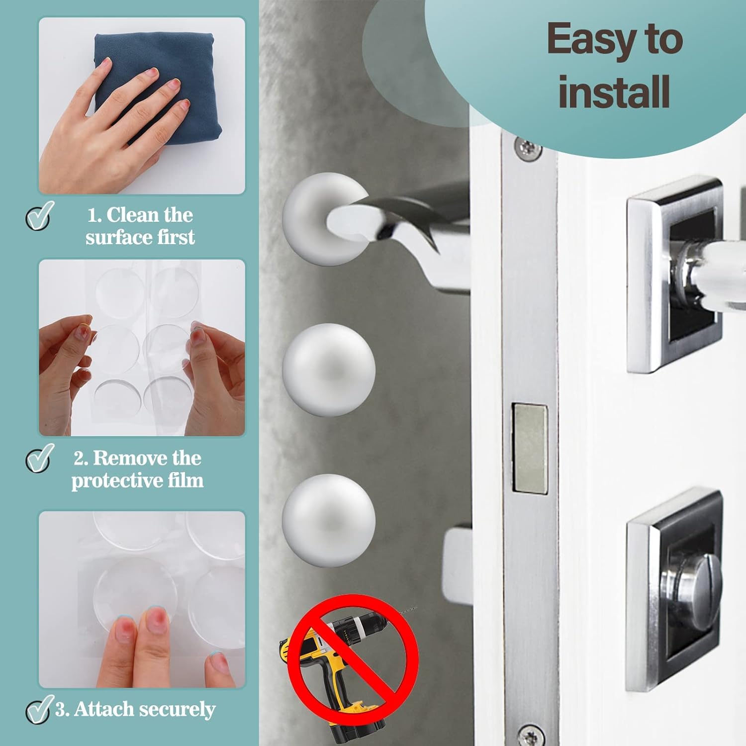 Silicone Wall Protector for Door Handle and Furniture Accessories Self Adhesive Bumper Guard Stopper Pads for Wall Cabinet Drawer Mute Buffer Anti Sound Dampener (Pack of 6) - Transparent — Amazon image 3